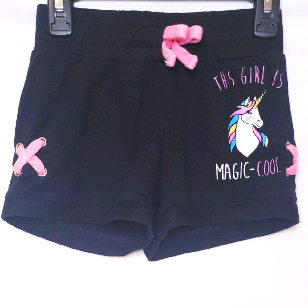 Black Unicorn Shorts - Girls